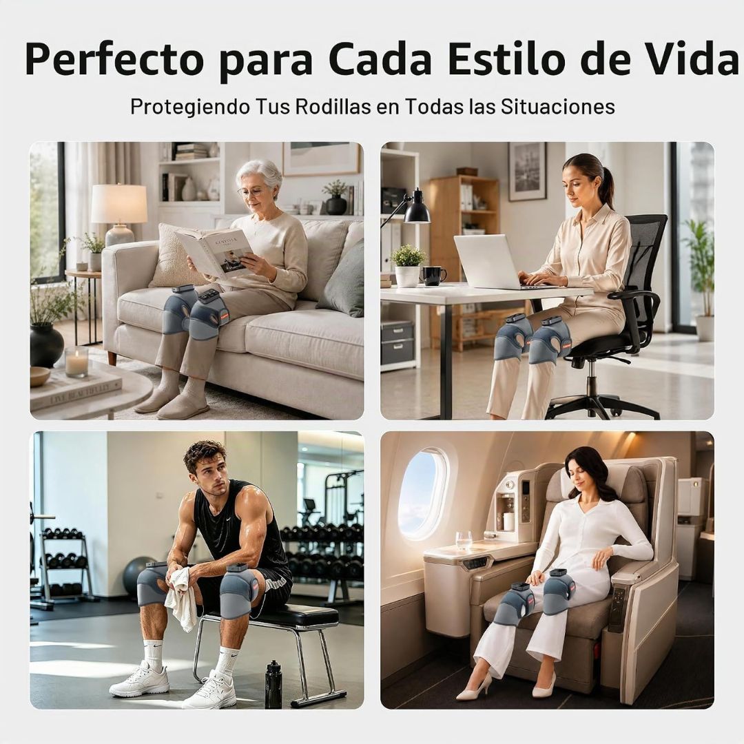 Masajeador de Rodilla Inalámbrico con Calor y Vibración para Alivio del Dolor con 3 niveles de calor y 3 modos de masaje
