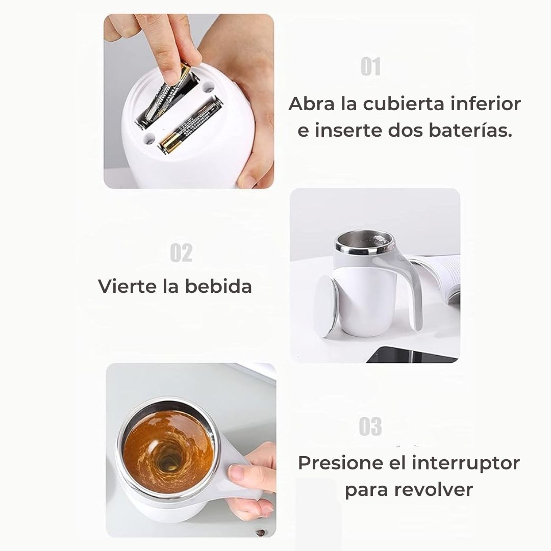 Taza Autoagitable para Remover Café, Chocolate, Leche, Proteínas