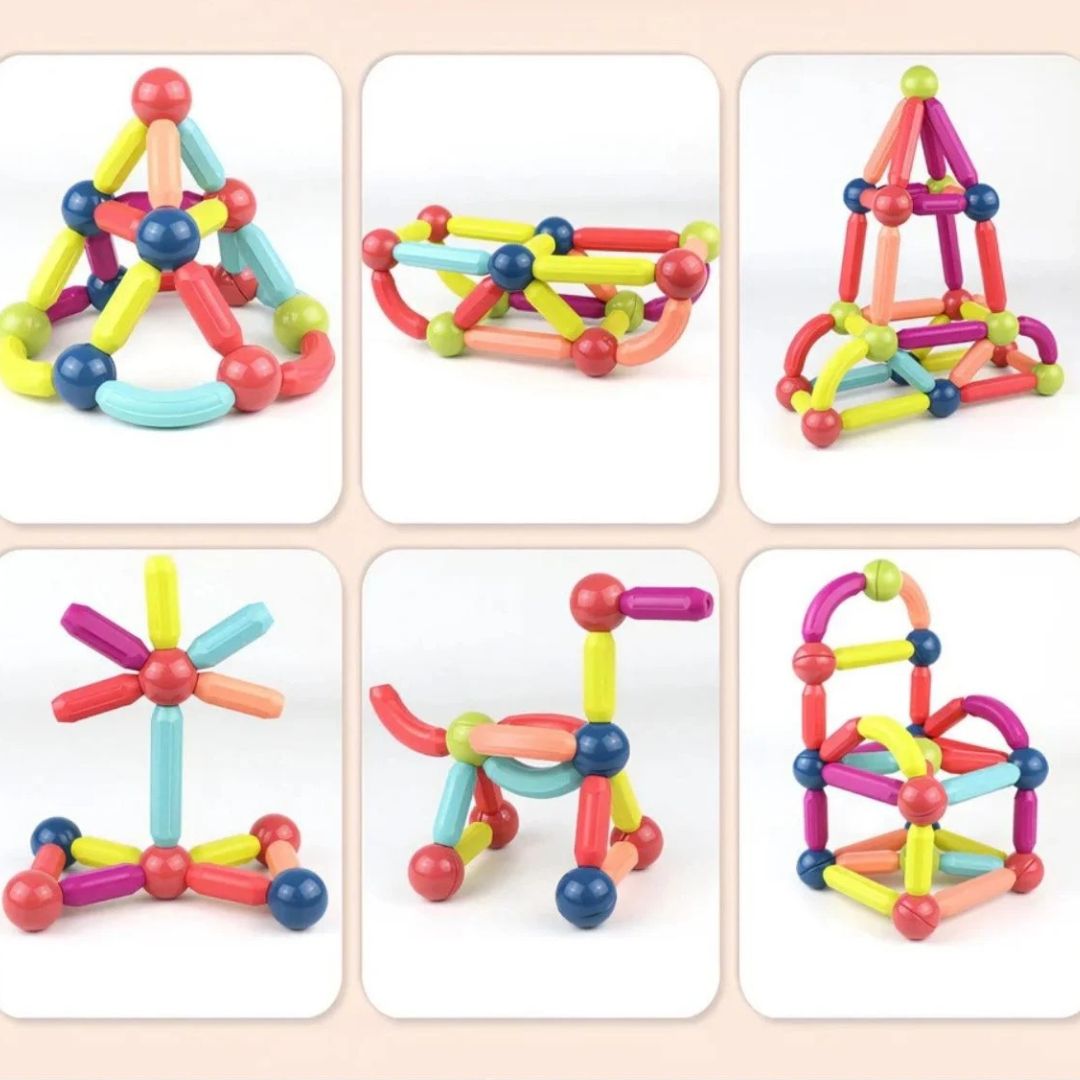 Bloques Magnéticos de 64 Piezas para Niños