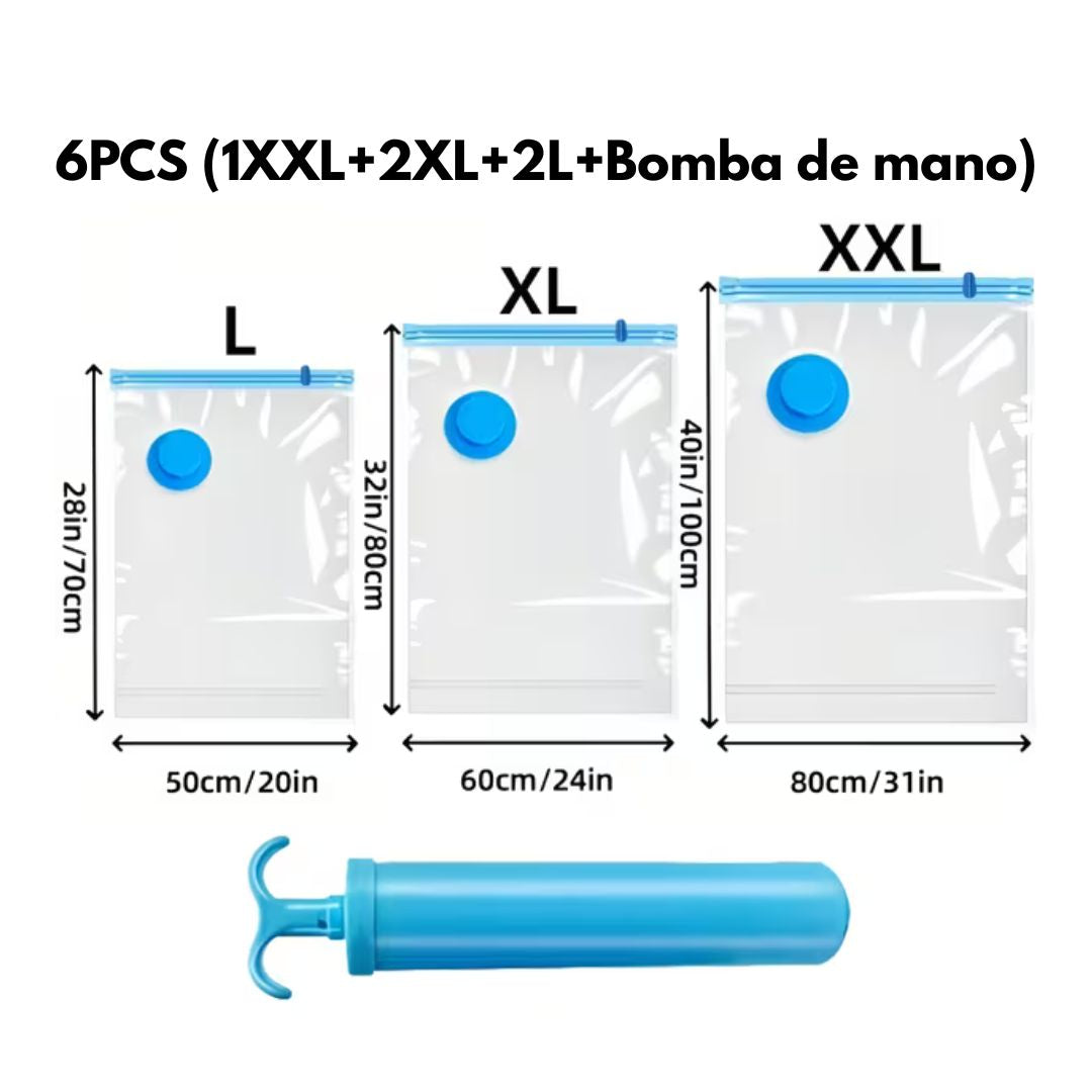 5 Paquetes de Bolsas de almacenamiento de compresión al vacío con cierre de cremallera, ahorradoras de espacio para ropa, almohadas, edredones y mantas